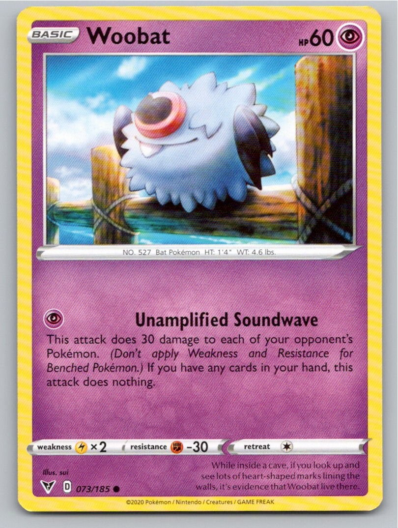 2020 POKEMON WOOBAT VIVID VOLTAGE 073/185 COMMON NM A7785 FREE S&H