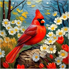 Cardinal Diamond Art Painting Kits for Adults, round Full Drill Bird Diamond Art