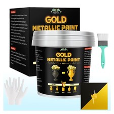 Gold Paint, 35 Floz Metallic Liquid Gold Leaf Paint - Non Toxic Shiny Acrylic...