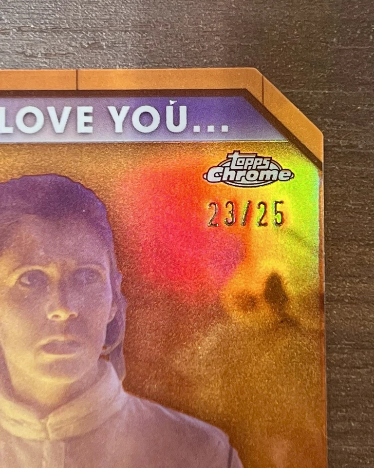 2024 Topps Chrome Star Wars CARBONITE CHAMBER I Love You Leia Orange 23/25 - Image 3 of 3