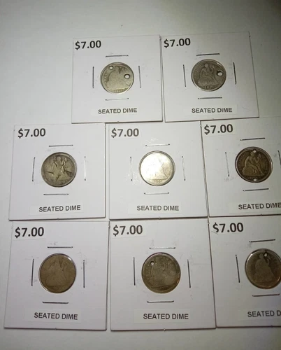 Lot Of 8 Seated Liberty Dimes 1838, 1876, 1877, 1891 Exact Coins Fast Free...