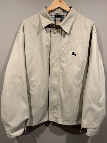 Burberry London Light Beige Men's Lightweight fullzip Jacket with Check Collar - product listing photo