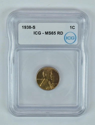 1938-S Lincoln Wheat Cent MS65 RD ICG