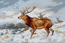 Needlepoint canvas for halfstitch without yarn Stags in the Snow 3567Q