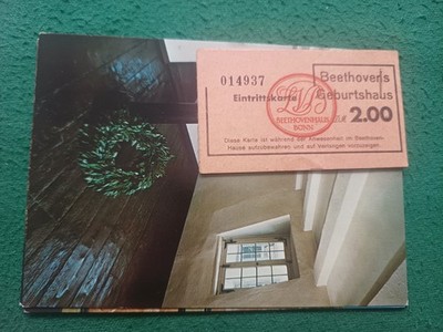 3 verschiedene Ansichtskarten Beethoven Haus Bonn mit 2 Vorspeisenkarten zusammengeheftet