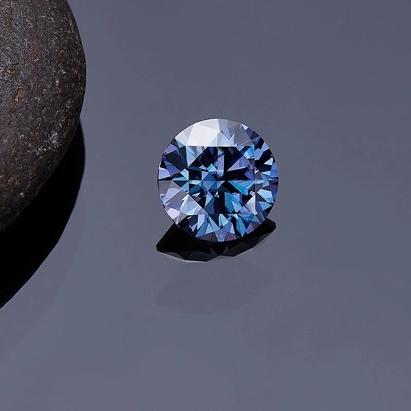Hot Sale Sapphire Blue Lab-Grown Moissanite Round Cut GRA Certificate Wholesale - Image 2 of 4