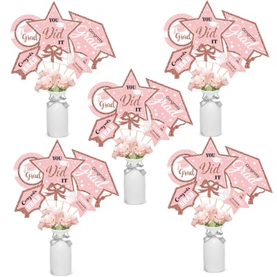 Rose Gold Graduation Decorations Set of 24 Class of 2025 Table Decor Congrats...