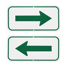 2-Pack 12" x 6" Green Aluminum Reflective One-way Arrow Sign White/Green 