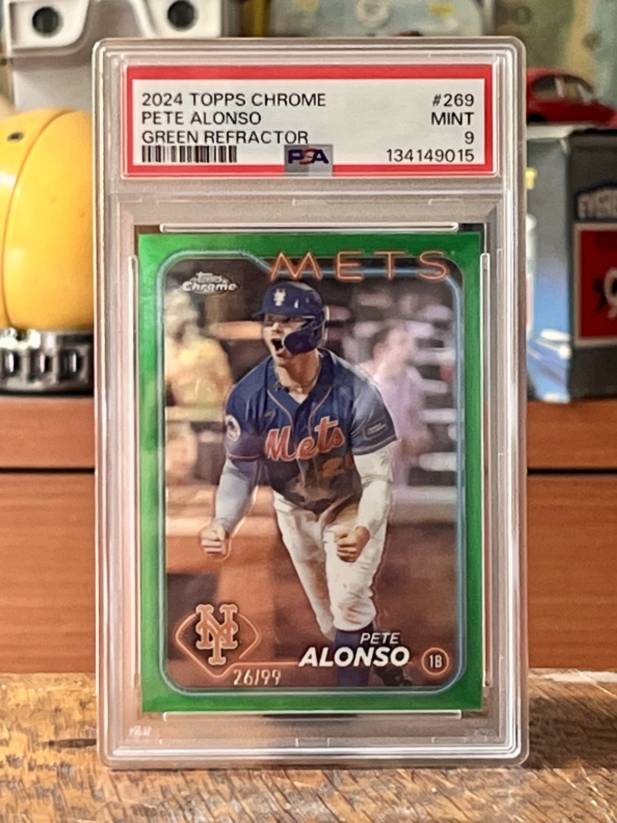 2024 Topps Chrome Pete Alonso Green Refractor /99 #269 PSA 9 MINT NY Mets