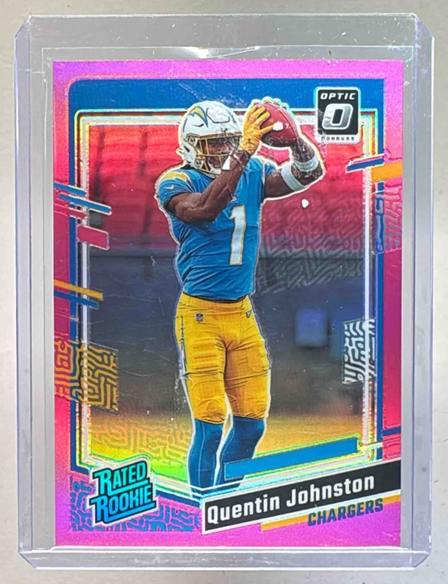 Quentin Johnston 2023 Panini Donruss Optic #265 Pink Prizm RC Rated Rookie