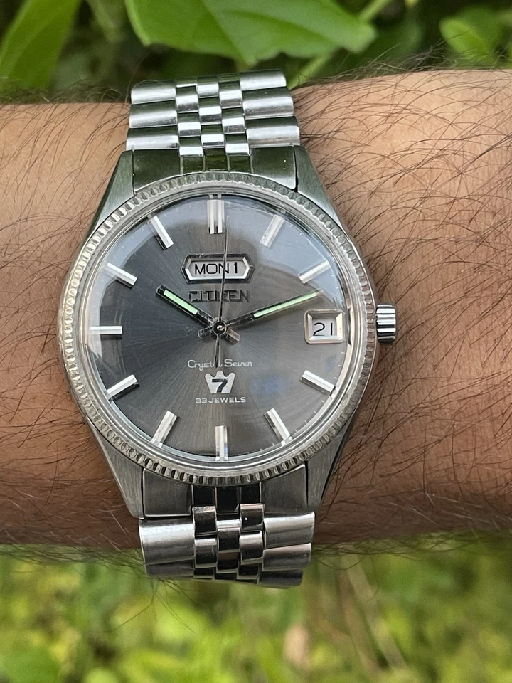 RELOJ PULSERA VINTAGE CITIZEN CRYSTAL SEVEN 7 AUTOMÁTICO 33 JOYAS DÍA/FECHA JAPÓN Foto 4 de 4