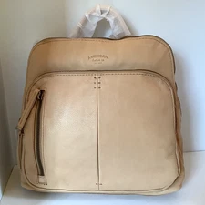 American Leather Co. Cleveland Midsize Backpack Cashew Beige New Orig $175