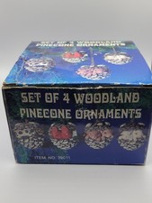 Vintage Woodland Pinecone Christmas Tree Ornaments Set Of 4