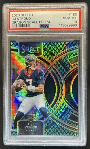2023 Panini Select C.J. Stroud RC Dragon Scale Prizm Premier Level #/70 PSA 10