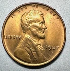 1937-D  LINCOLN CENT   CHOICE / GEM BU  RED  #2379