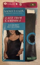 Vanity Fair Radiant Women's XL Lace Trim Camisole BLACK Stretch 10726