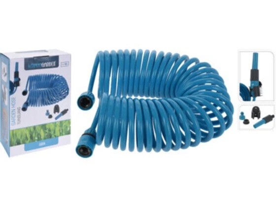 BAMBELAA! Spiral Gartenschlauch 10m Dehnbar mit Anschlussset Flexibel Balkon Garten