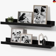 2er Set Bilderleiste Schwarz, 40cm Wandregal Schweberegal modern, schmales
