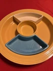 Vintage Fiesta Ware Yellow white turquoise Color Relish Tray Partial 4 Pc