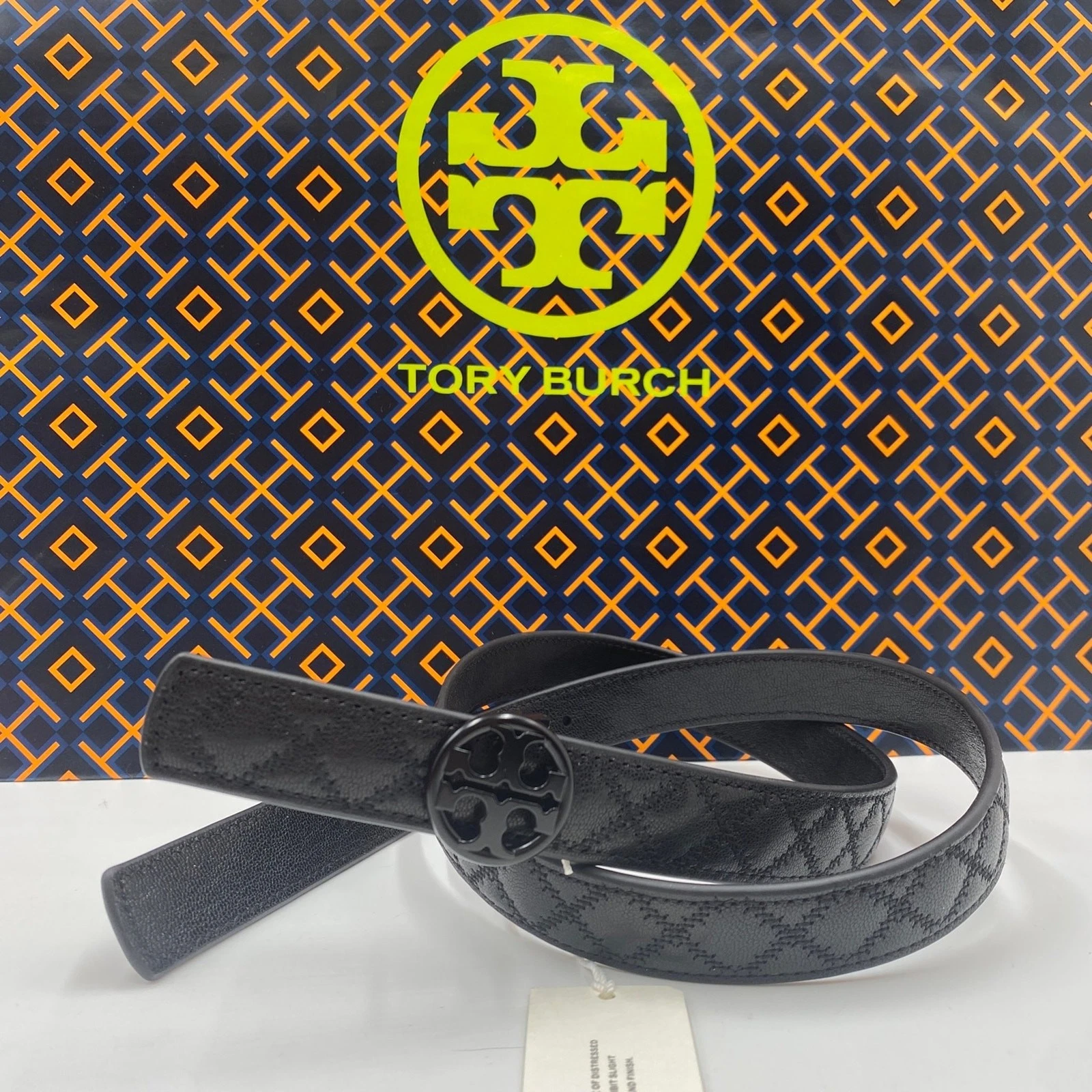 Tory Burch Willa Skinny Quilted Belt 1 inch 140931, Size M