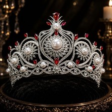 14cm Tall Crystal Tiara Crown Wedding Queen Princess Prom Adjustable For Women