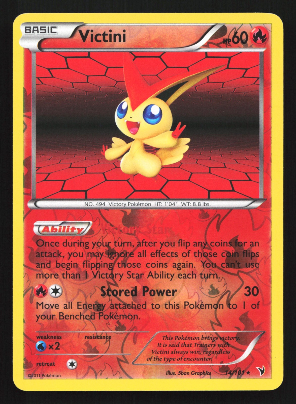 Pokemon Victini 14/101 Noble Victories Reverse Holo Rare LP