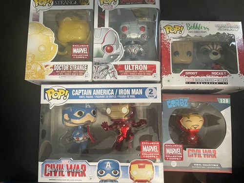 Funko Pop Marvel  Iron man, Captain america, Ultron, Dr. strange, Dorbz Bobblers