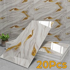 20pcs Self-Adhesive Removable Marble Wallpaper Tile Panels Sticker Wall Decor