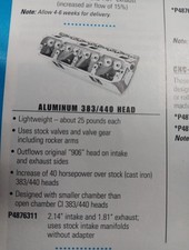 Mopar P4876311 Aluminum Cylinder Head For 383-440.
