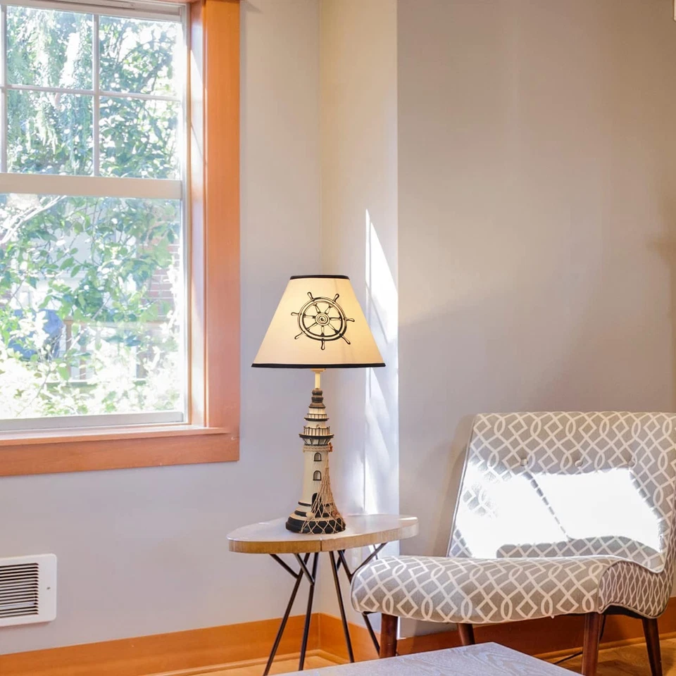 Lámpara de mesa Faro, luz nocturna temática náutica, lámpara de noche para niños con fabulosa... Foto 2 de 4
