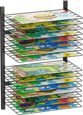 mocomax Wall Mount Art Drying Rack, 16 Removable Shelves Metal Paint Drying R...