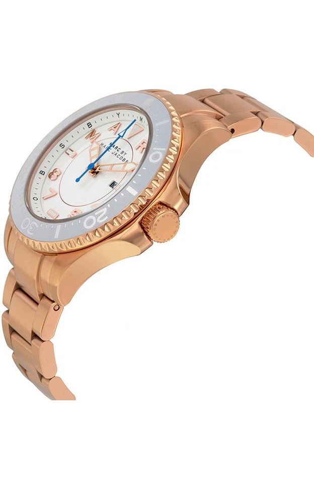 NUEVO CON ETIQUETAS $275 Reloj deportivo Marc Jacobs Dizz para mujer esfera blanca oro rosa MBM3409 38 mm Foto 2 de 4