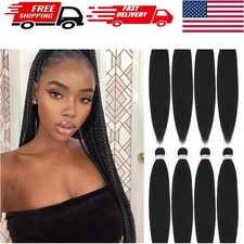 Versátil cabello trenzado sintético yaki negro de 24 pulgadas - 8 paquetes, fácil de instalar