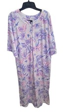 NWT Miss Elaine L Relax Purple Pink Interlock zip Robe 124692