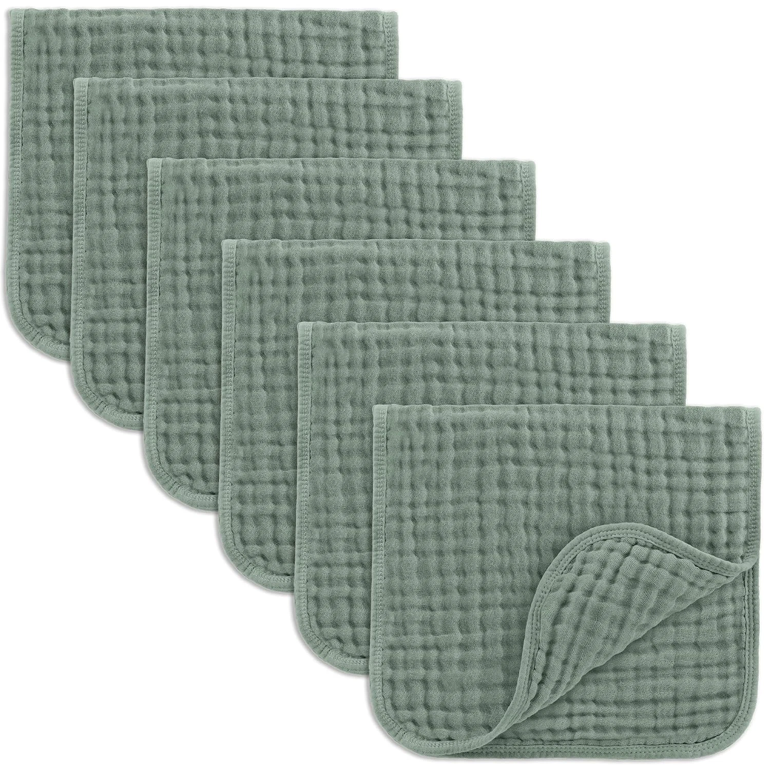 6pc 20x10" Muslin Burp Cloths,6-Layer Ultra Absorbent 100% Cotton for Baby Drool