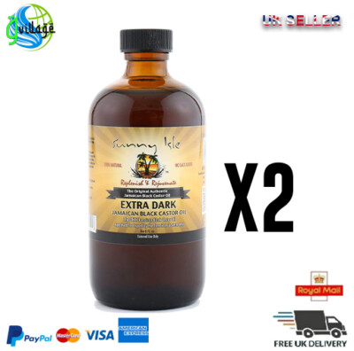 2 x Sunny Isle | Extra dunkles jamaikanisches schwarzes Rizinusöl (8oz)