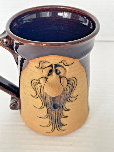 Peter Petrie Ugly Face Pottery Coffee Mug Cup Unique 1974 Humor Whimsical