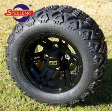 Golf Cart 10 Black Bulldog Wheelsrims And 18x9-10 Dot All Terrain Tires 4