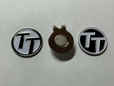 (2) Rare Fine Quality 1" Flat Coin Style Golf Markers With Bonus Hat Clip 