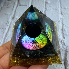 TOP  Obsidian Crystal Sphere Orgonite Pyramid Chakra Energy Orgone Stone 1PC