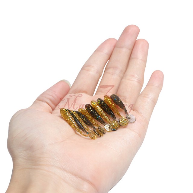 10Pcs Ice Fishing Soft Plastic Baits Glitter Paddle Tail Micro Soft