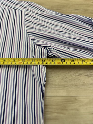 David Donahue Dress Shirt Mens Size 16-32/33 Striped Long Sleeve Button Up Trim - Picture 12 of 12
