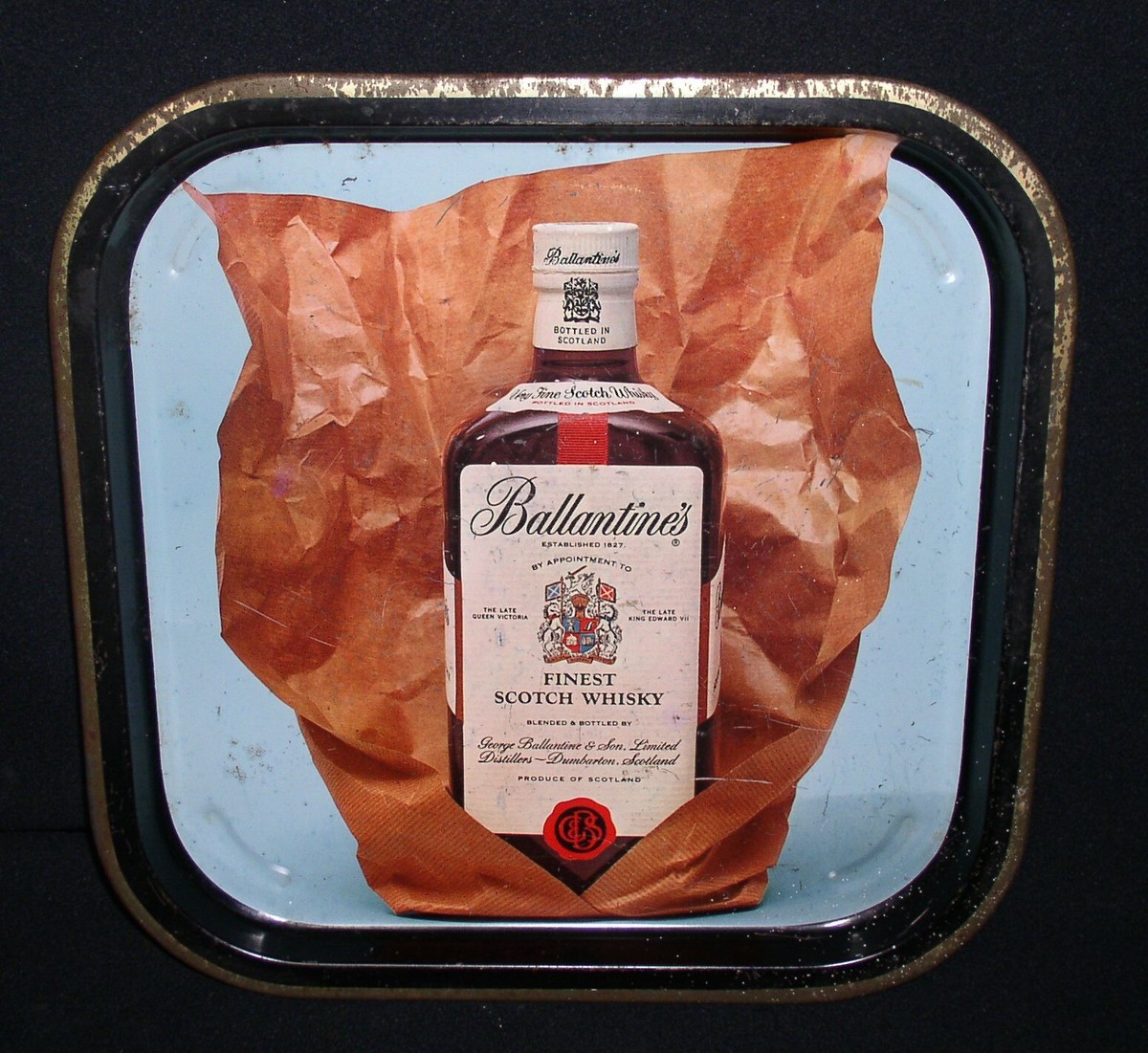 Ballantine's Finest Scotch Whisky vintage metal advertising Tray