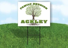 ACKLEY FAMILY REUNION GR TREE 18 in x24 in Yard Sign Road Sign with Stand