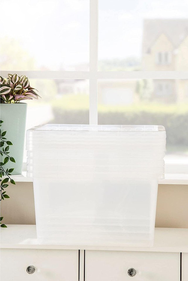 stackable and nestable clear Plastic Storage Boxes with Lids WHAM 4L ...