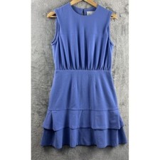 Twilley Atelier Periwinkle Blue Crepe Tiered Ruffle Mini Dress Sleeveless Size 6