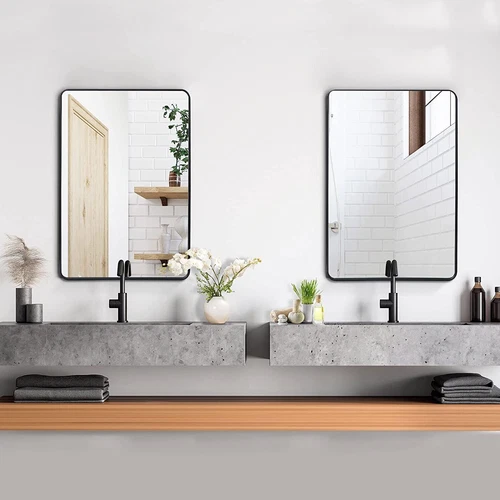 Bathroom Wall Mirror Vanity Makeup Mirror for Living Room Round/Rectangular - Picture 41 of 43
