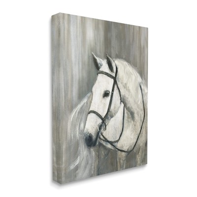 White Horse Riding Bridle Contemporary Equestrian Portrait, Designed by Sally...