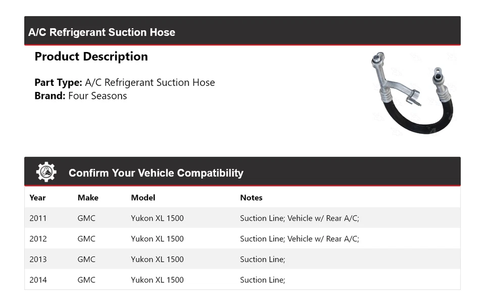 Manguera de succión de refrigerante aire acondicionado GMC Yukon XL 1500 2011-2014 4 estaciones 2012 2013 Foto 2 de 4