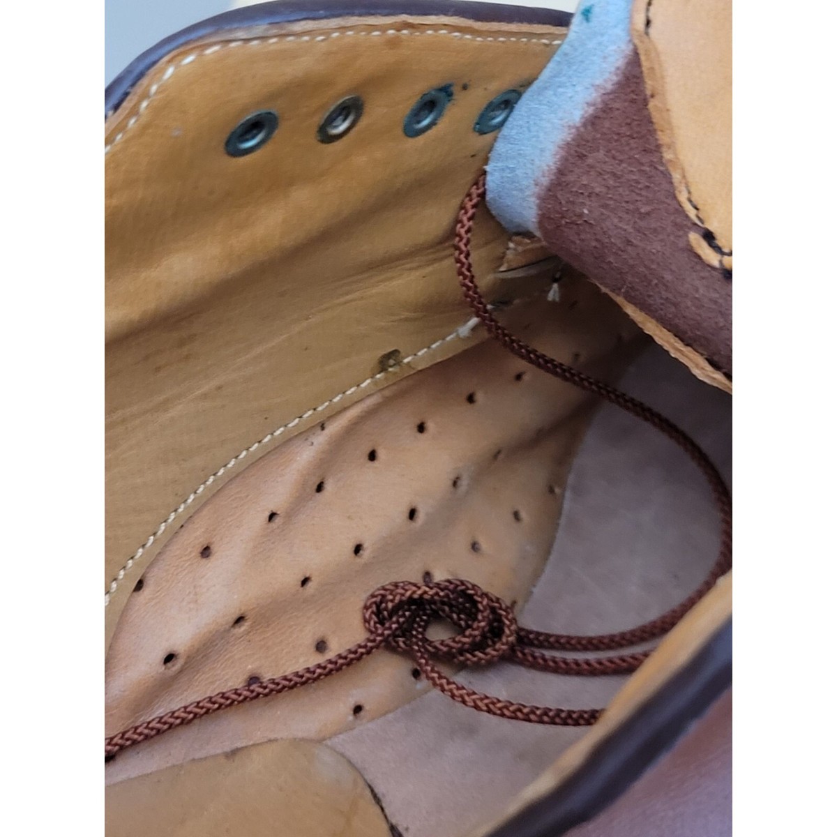 Vintage Golf Shoes England 50s 60s Brown Leather Gold Bond  display picture 1